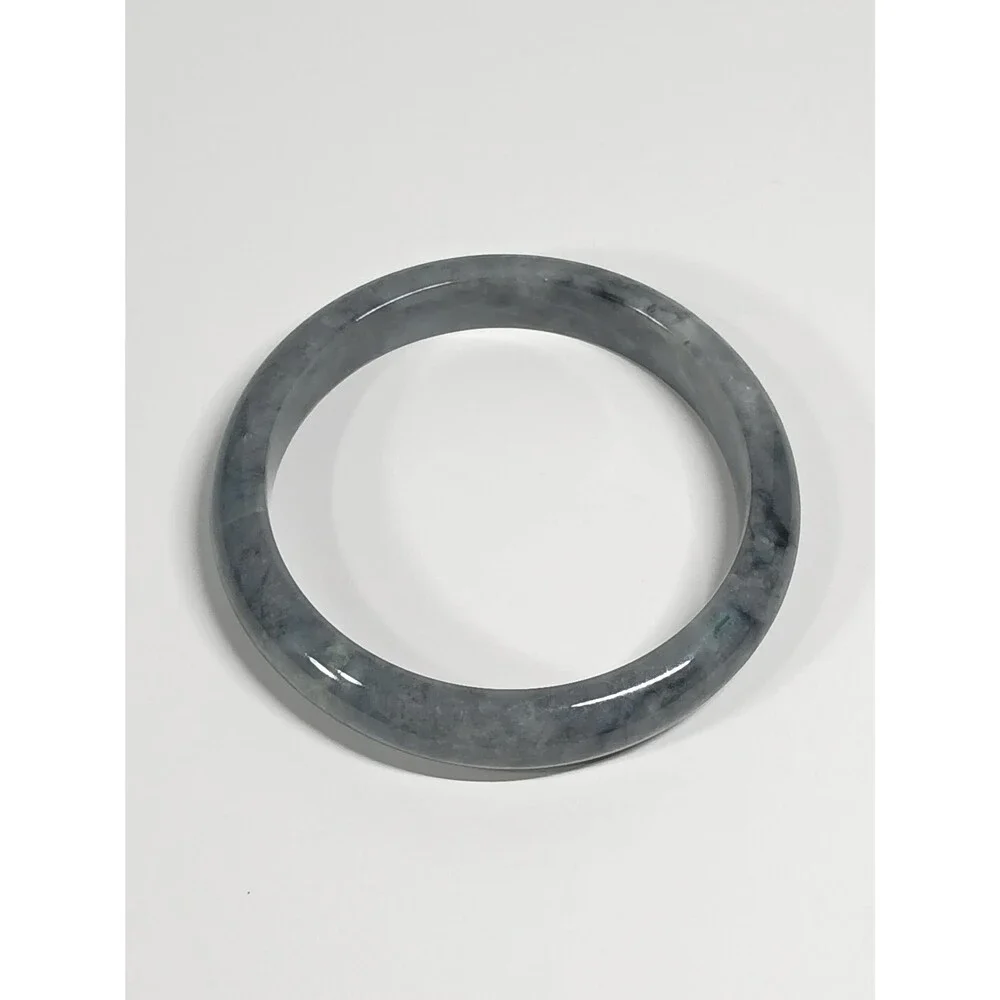 Natural Jadeite Jade Bangle Bracelet Dark Grey 2.5